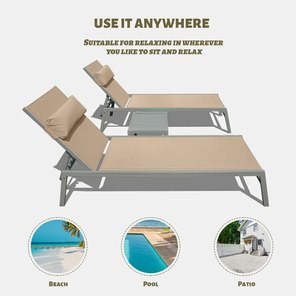 All-Aluminum Chaise Lounge Set of 3 - Image 26