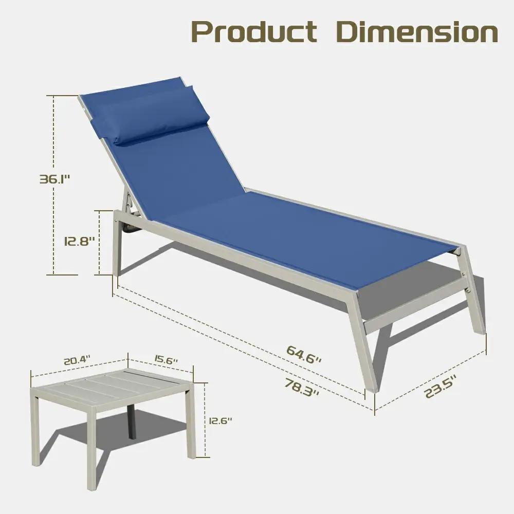 All-Aluminum Chaise Lounge Set of 3 - Image 3