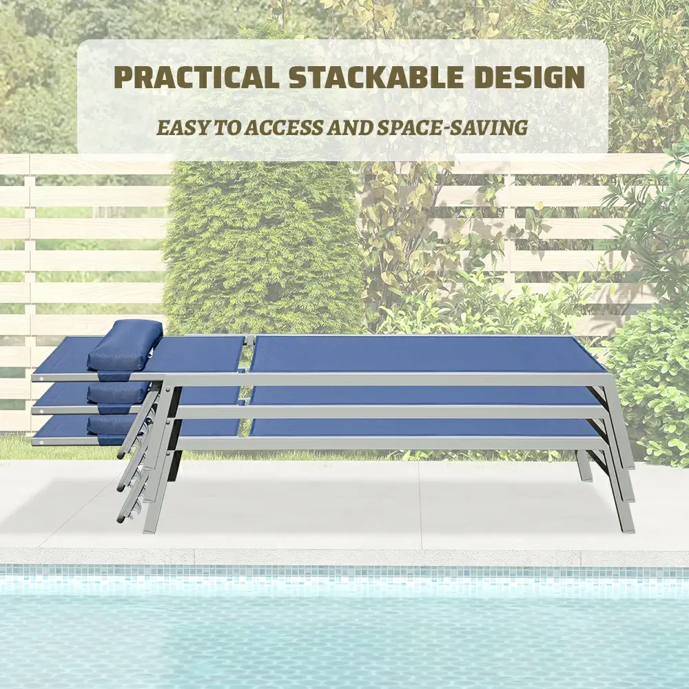 All-Aluminum Chaise Lounge Set of 3 - Image 8