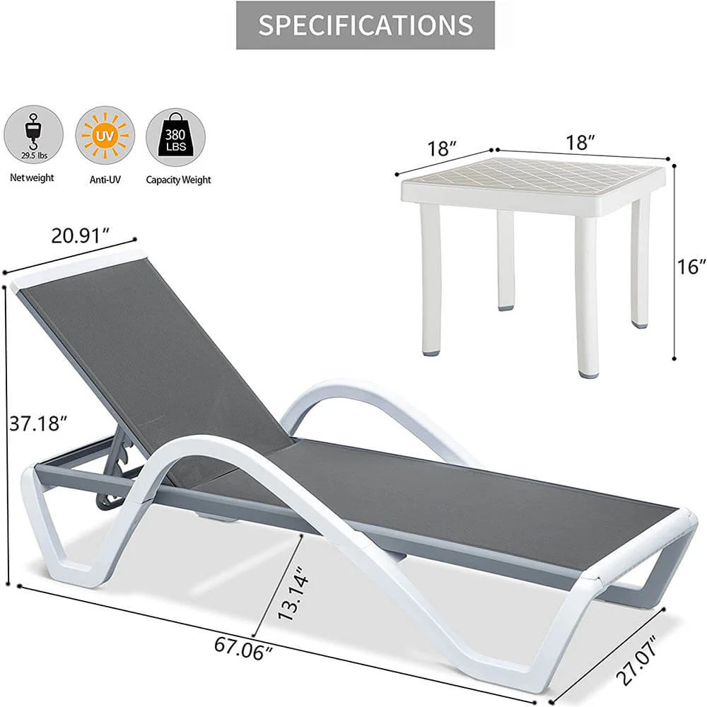 Aluminum Chaise Lounge with Arm - Image 28