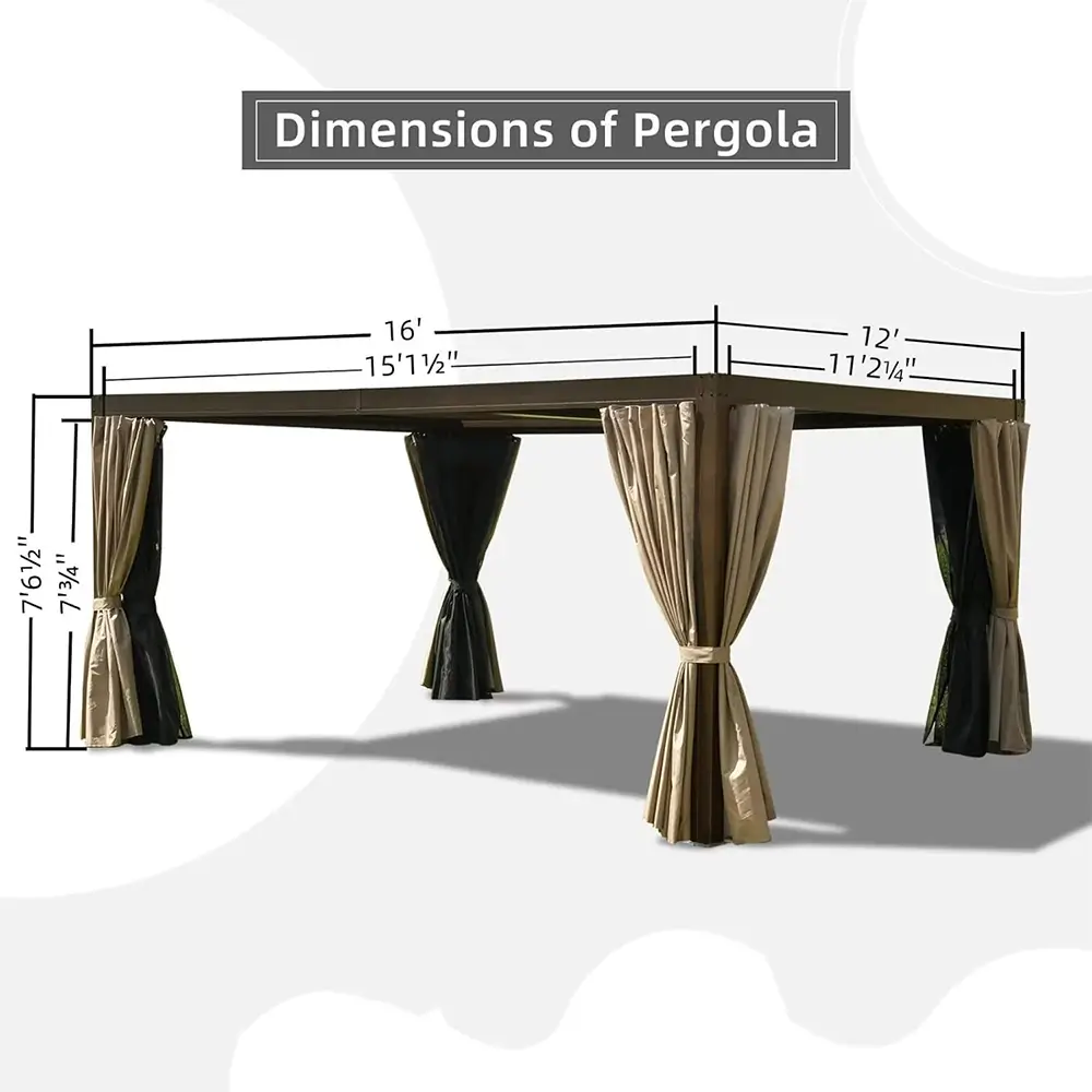 Aluminum Louvered Pergola - Brown - Image 10