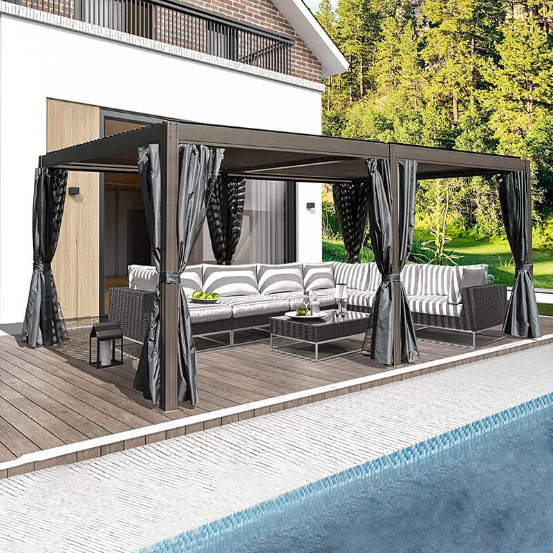 Aluminum Louvered Pergola - Brown - Image 15