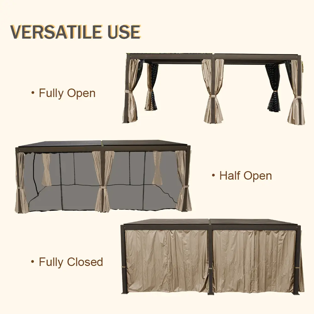 Aluminum Louvered Pergola - Brown - Image 20