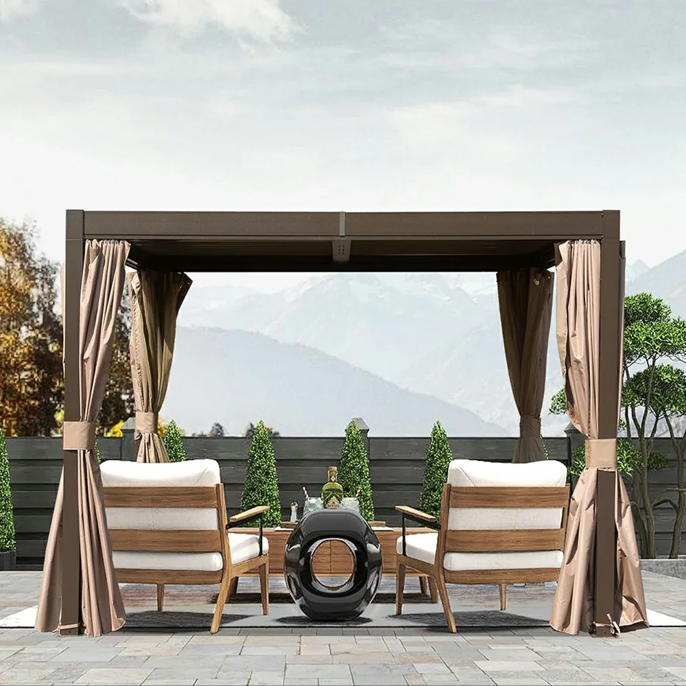 Aluminum Louvered Pergola - Brown - Image 21