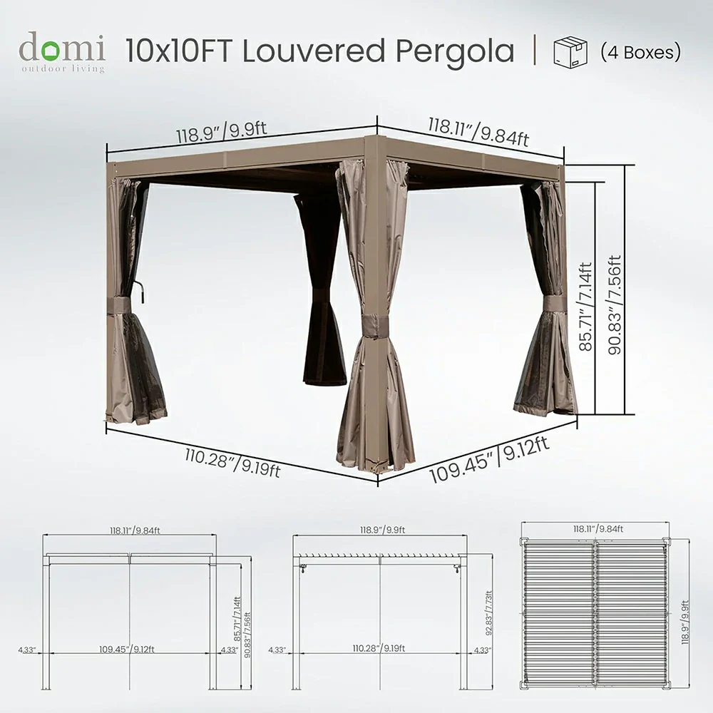 Aluminum Louvered Pergola - Brown - Image 22