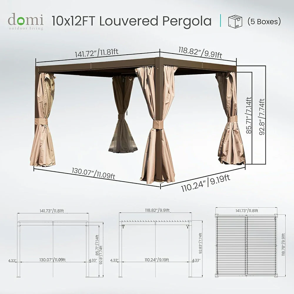Aluminum Louvered Pergola - Brown - Image 30