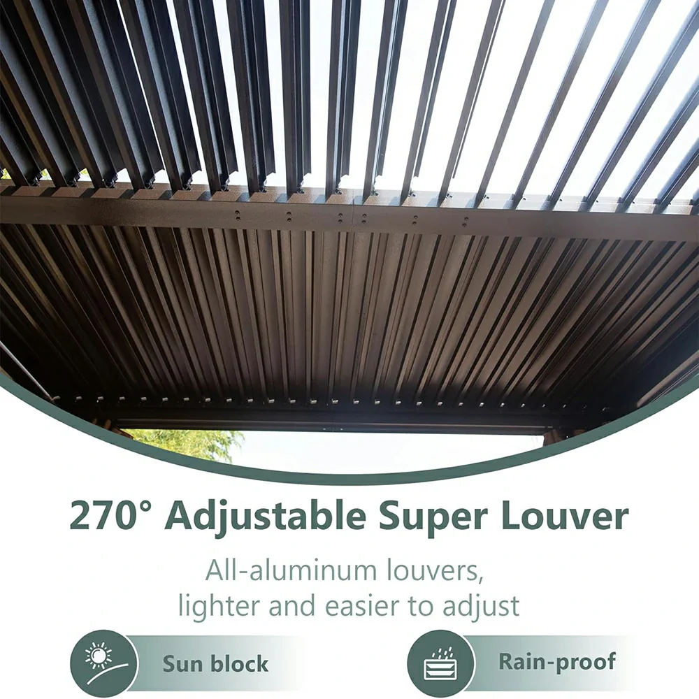 Aluminum Louvered Pergola - Brown - Image 34