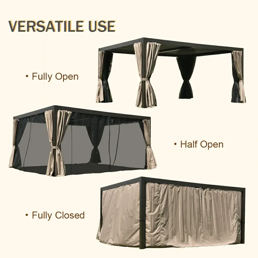 Aluminum Louvered Pergola - Brown - Image 7