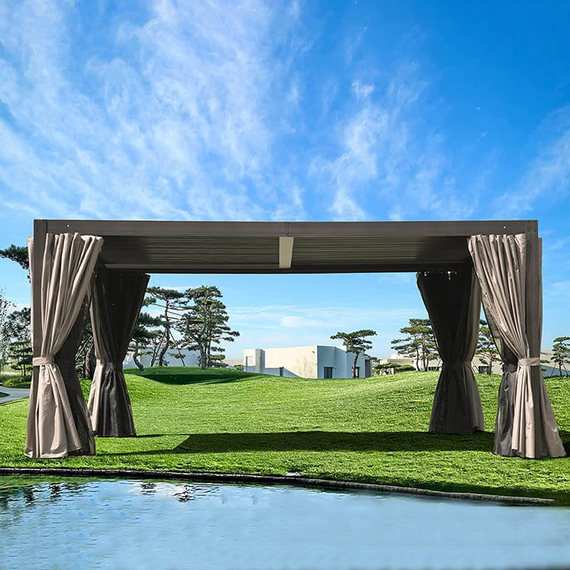 Aluminum Louvered Pergola - Brown - Image 8