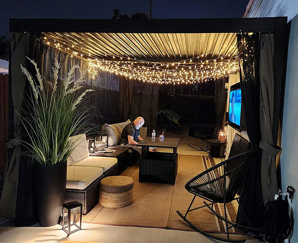 Aluminum Louvered Pergola - Brown - Image 9