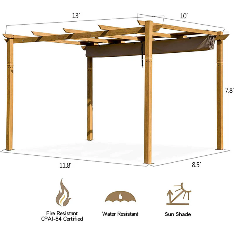 Fabric Top Pergola Wood-looking - Image 10
