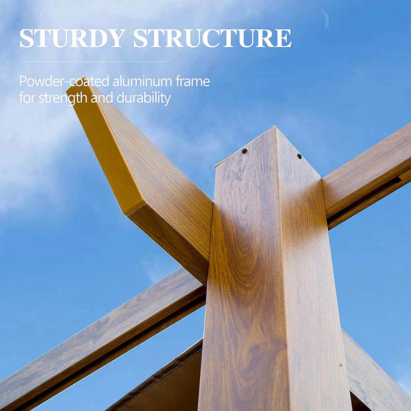 Fabric Top Pergola Wood-looking - Image 11