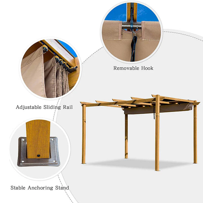Fabric Top Pergola Wood-looking - Image 12