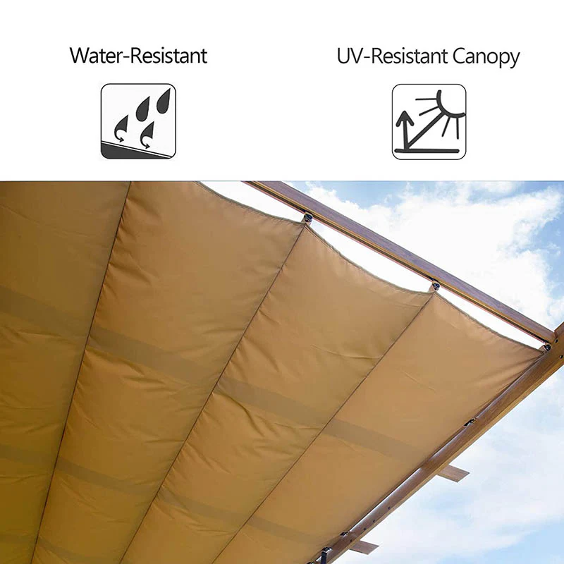 Fabric Top Pergola Wood-looking - Image 13