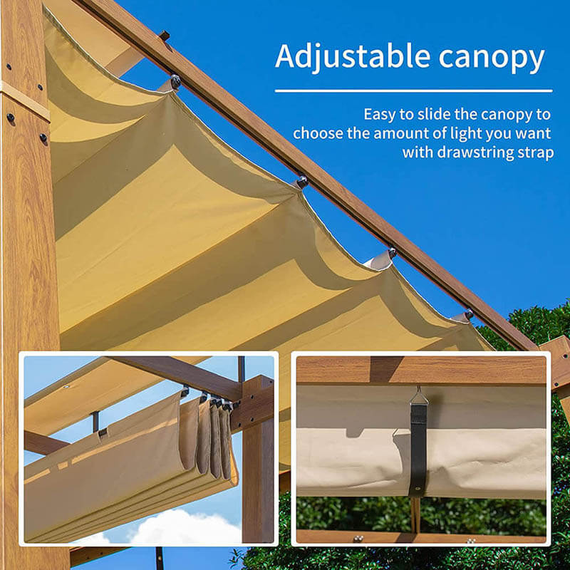 Fabric Top Pergola Wood-looking - Image 4