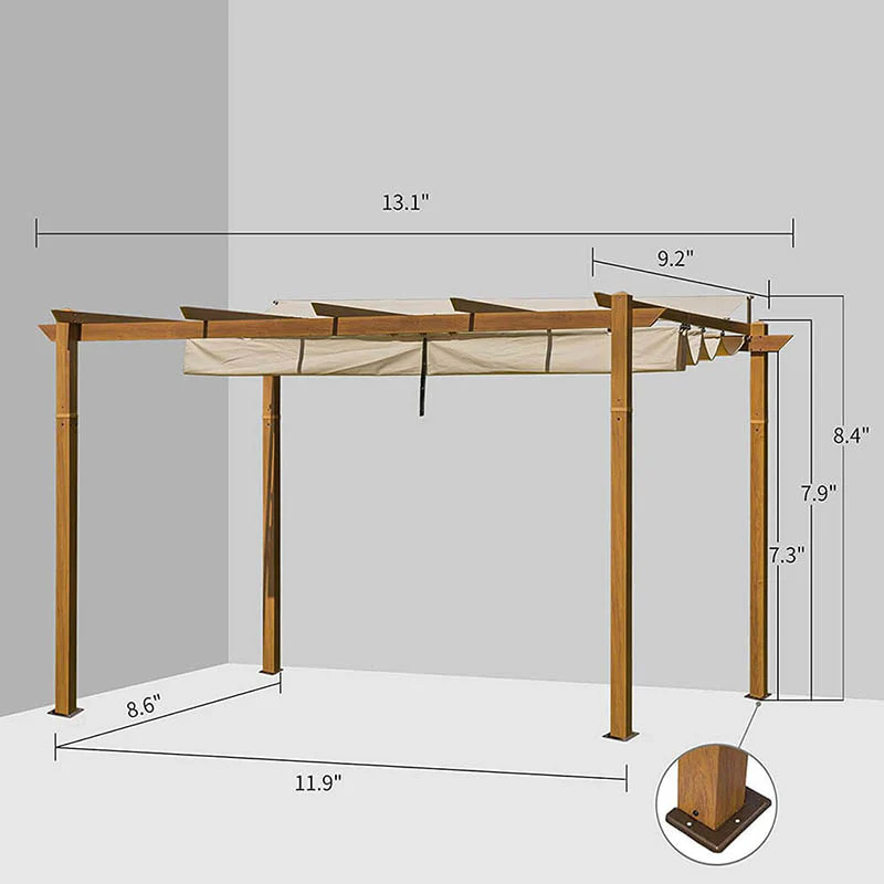 Fabric Top Pergola Wood-looking - Image 5
