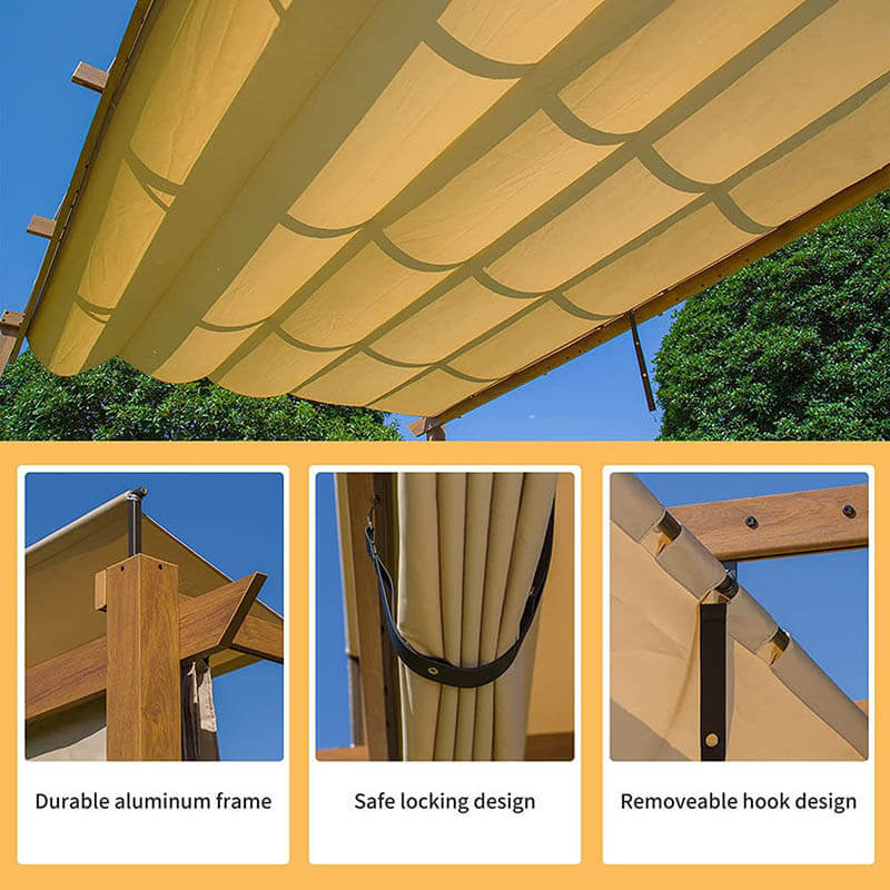 Fabric Top Pergola Wood-looking - Image 6