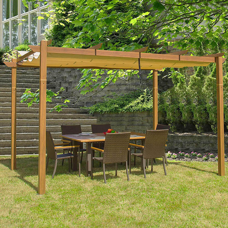 Fabric Top Pergola Wood-looking - Image 7