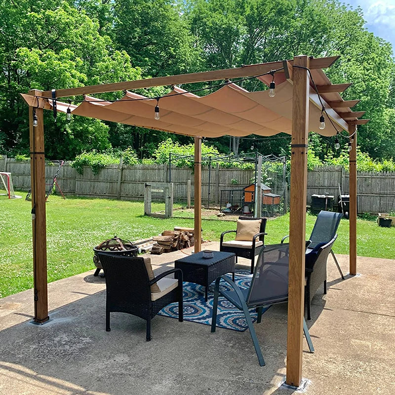 Fabric Top Pergola Wood-looking - Image 8