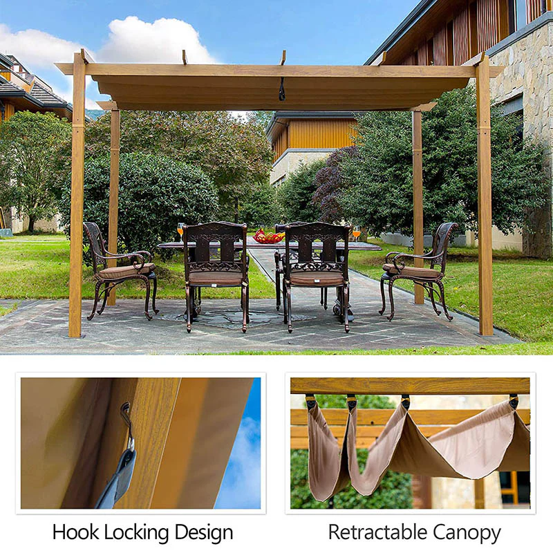 Fabric Top Pergola Wood-looking - Image 9