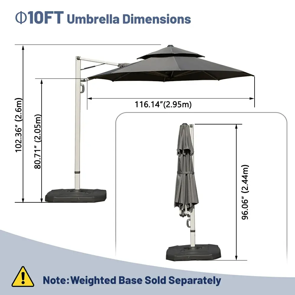 Cantilever Patio Umbrella - Double Top - Image 24