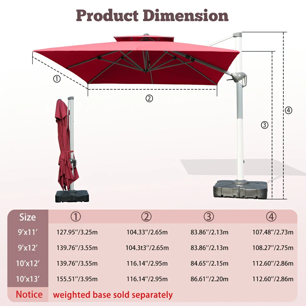 Cantilever Patio Umbrella - Rectangular - Image 12
