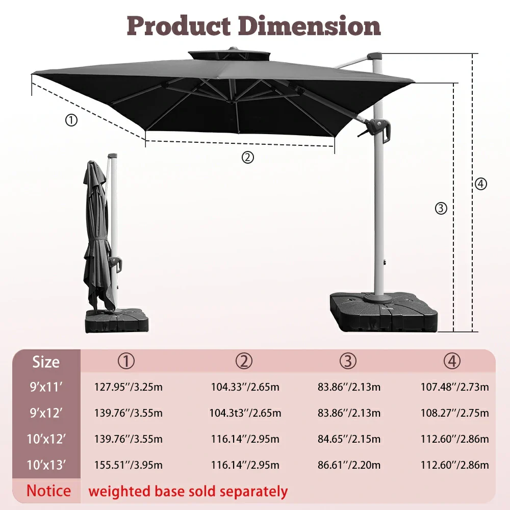 Cantilever Patio Umbrella - Rectangular - Image 21