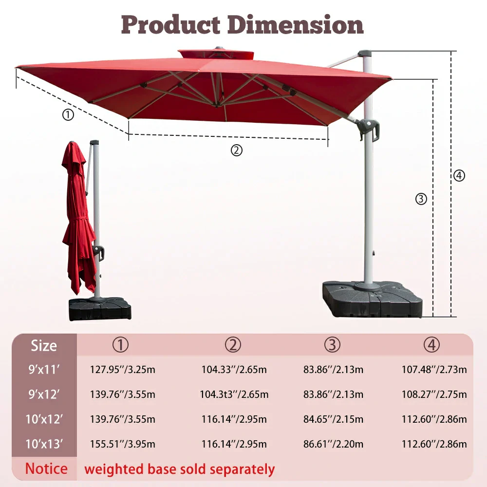 Cantilever Patio Umbrella - Rectangular - Image 40