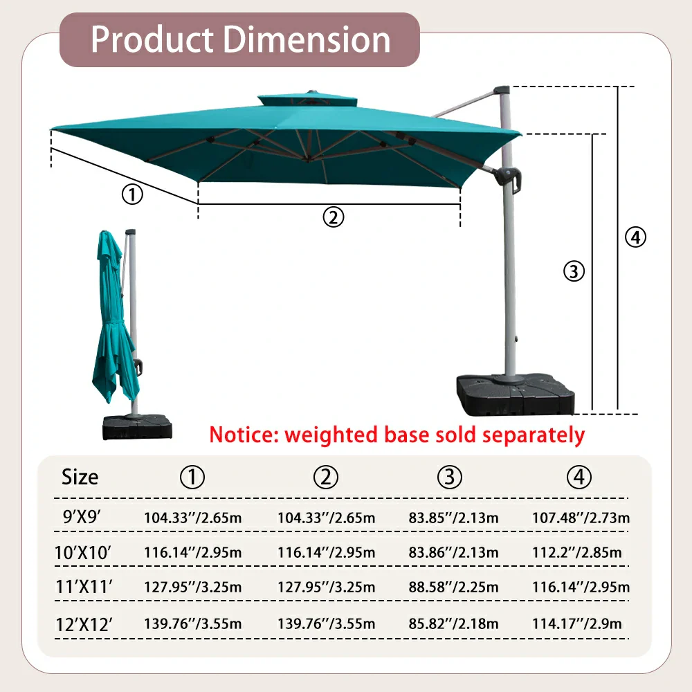 Cantilever Patio Umbrella - Square - Image 21