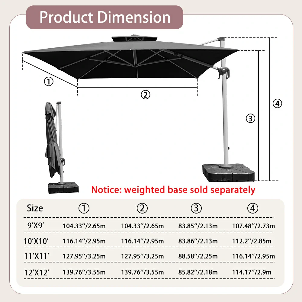 Cantilever Patio Umbrella - Square - Image 30