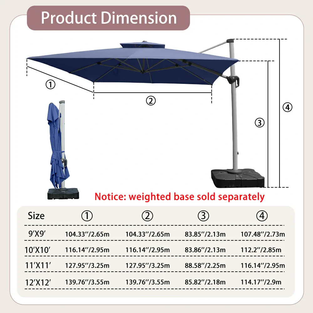 Cantilever Patio Umbrella - Square - Image 38