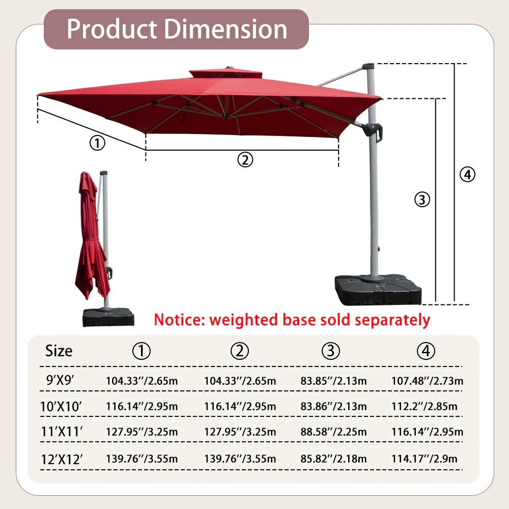 Cantilever Patio Umbrella - Square - Image 45