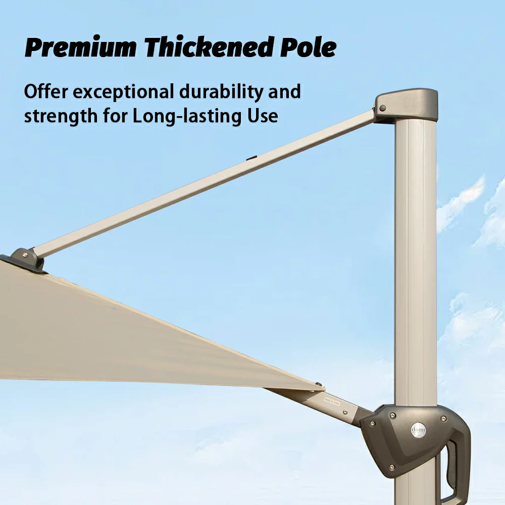 Cantilever Patio Umbrella with Solar Lights - Round - Image 11