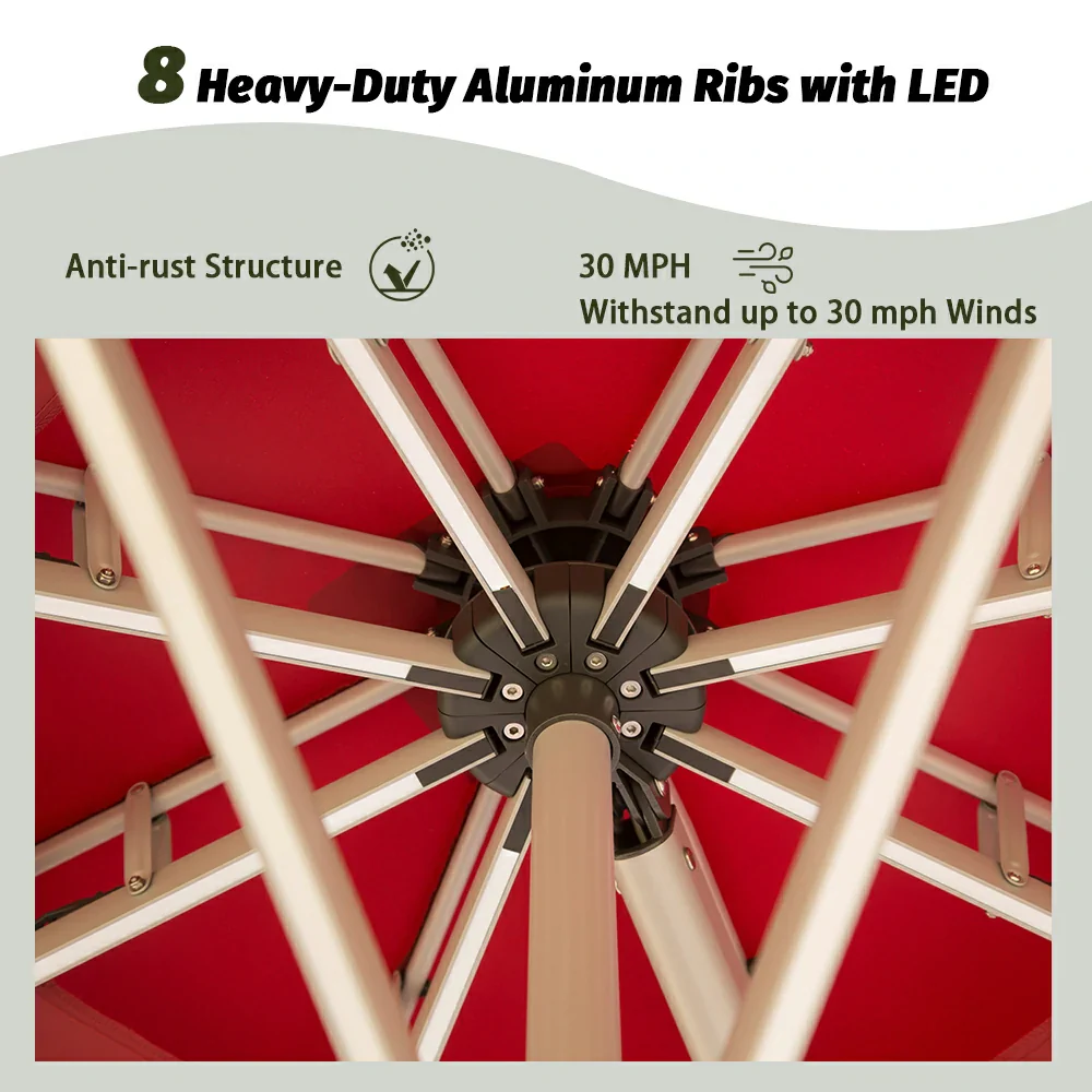 Cantilever Patio Umbrella with Solar Lights - Round - Image 18