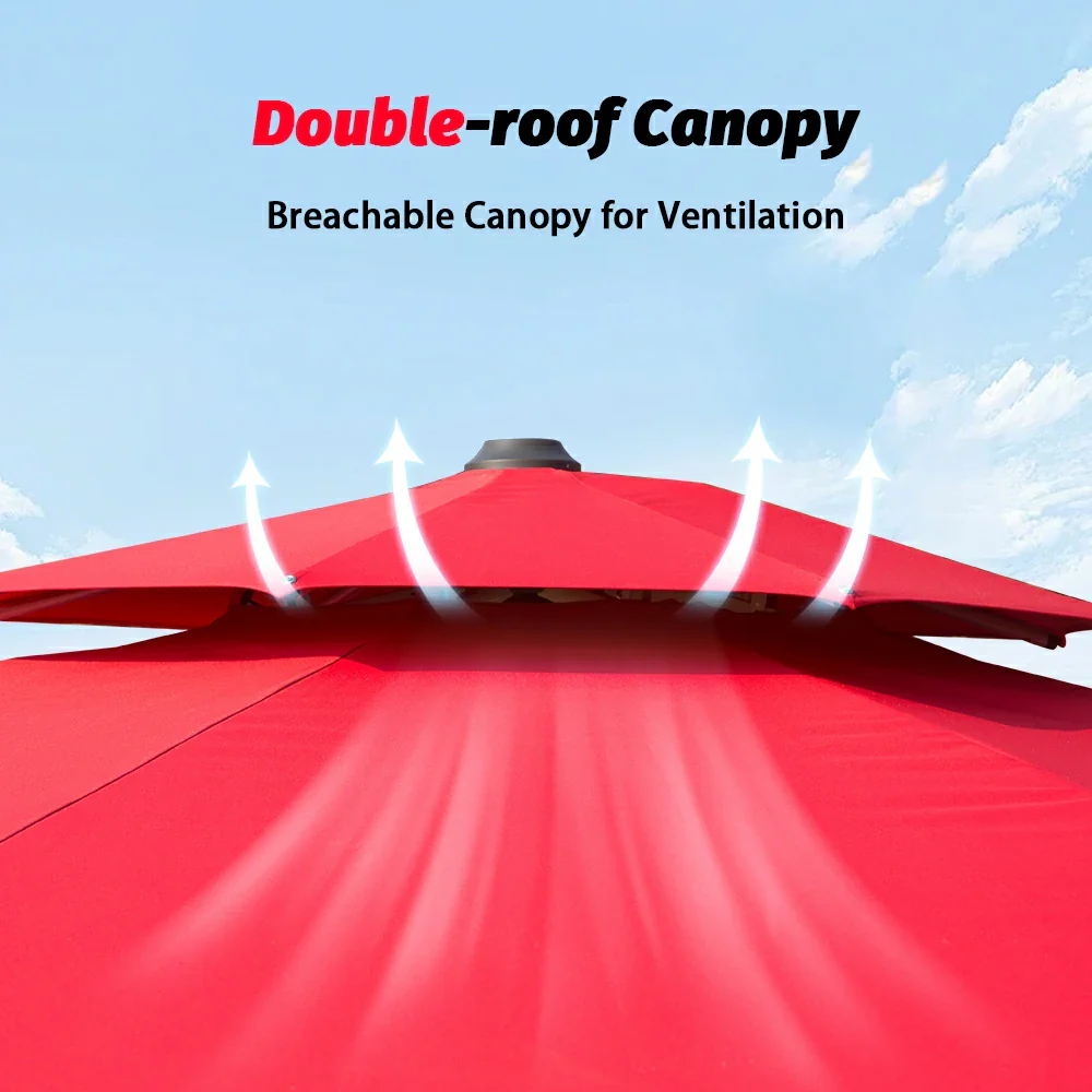 Cantilever Patio Umbrella with Solar Lights - Round - Image 19