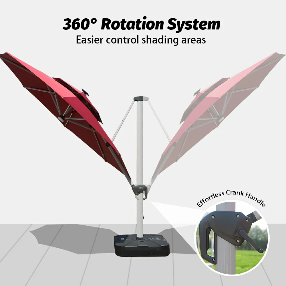 Cantilever Patio Umbrella with Solar Lights - Round - Image 21