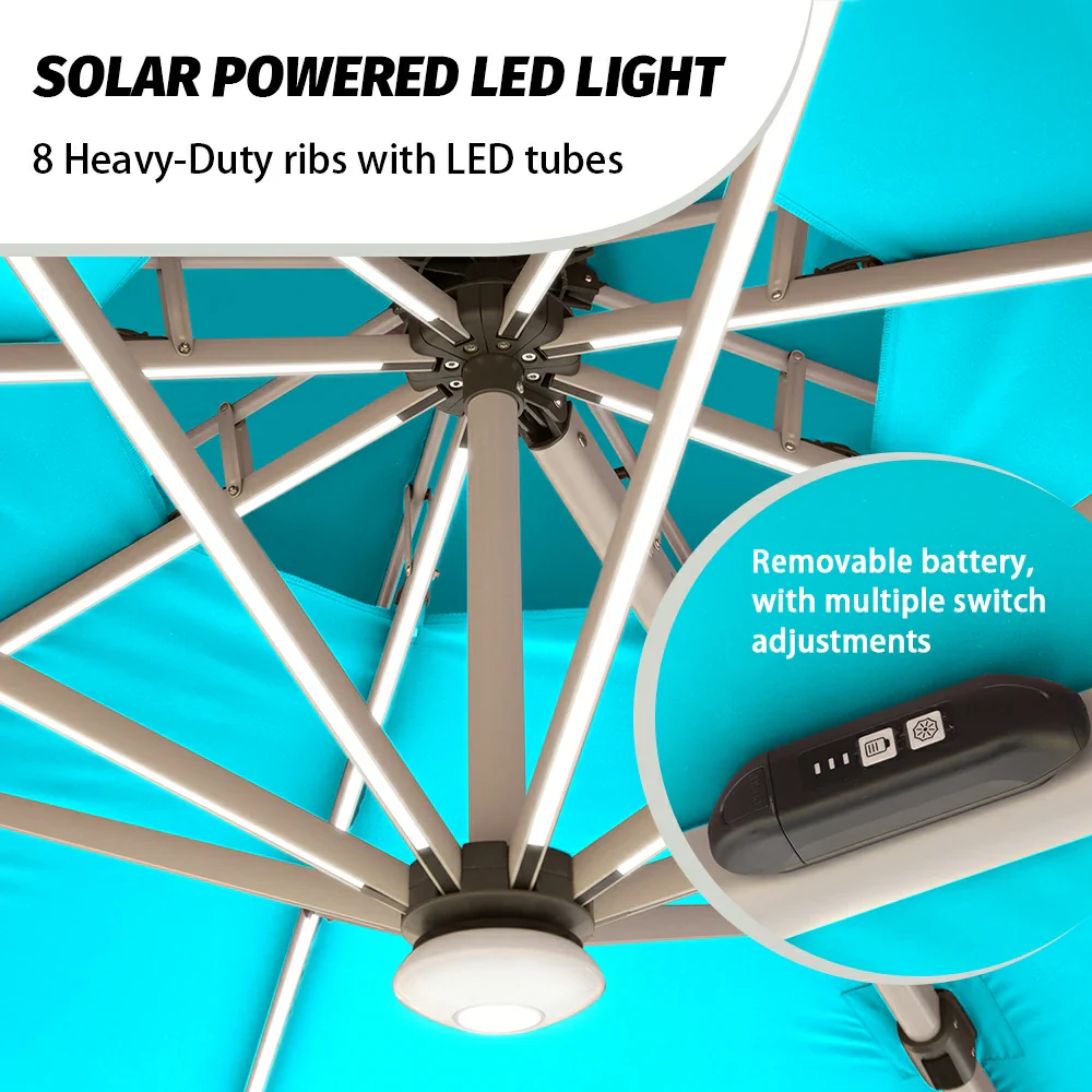 Cantilever Patio Umbrella with Solar Lights - Round - Image 26