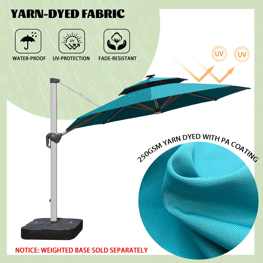 Cantilever Patio Umbrella with Solar Lights - Round - Image 27