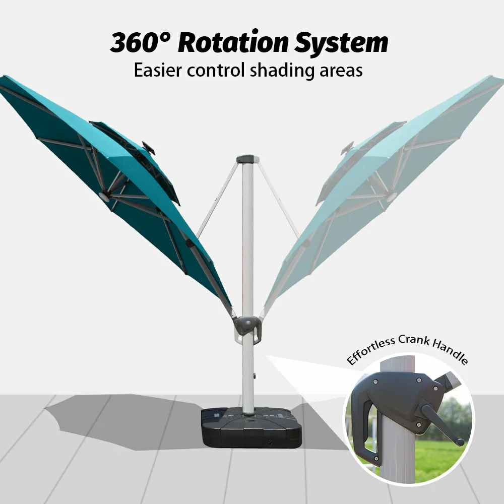 Cantilever Patio Umbrella with Solar Lights - Round - Image 32