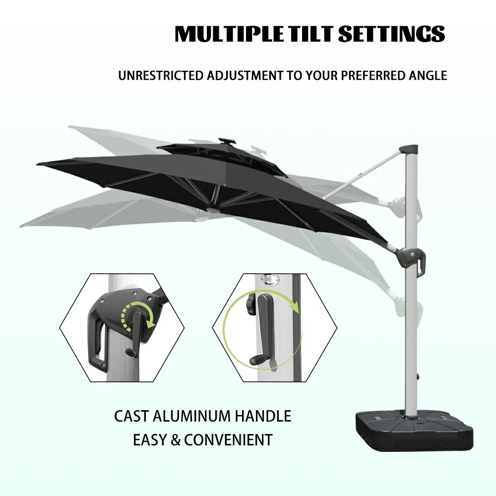 Cantilever Patio Umbrella with Solar Lights - Round - Image 39