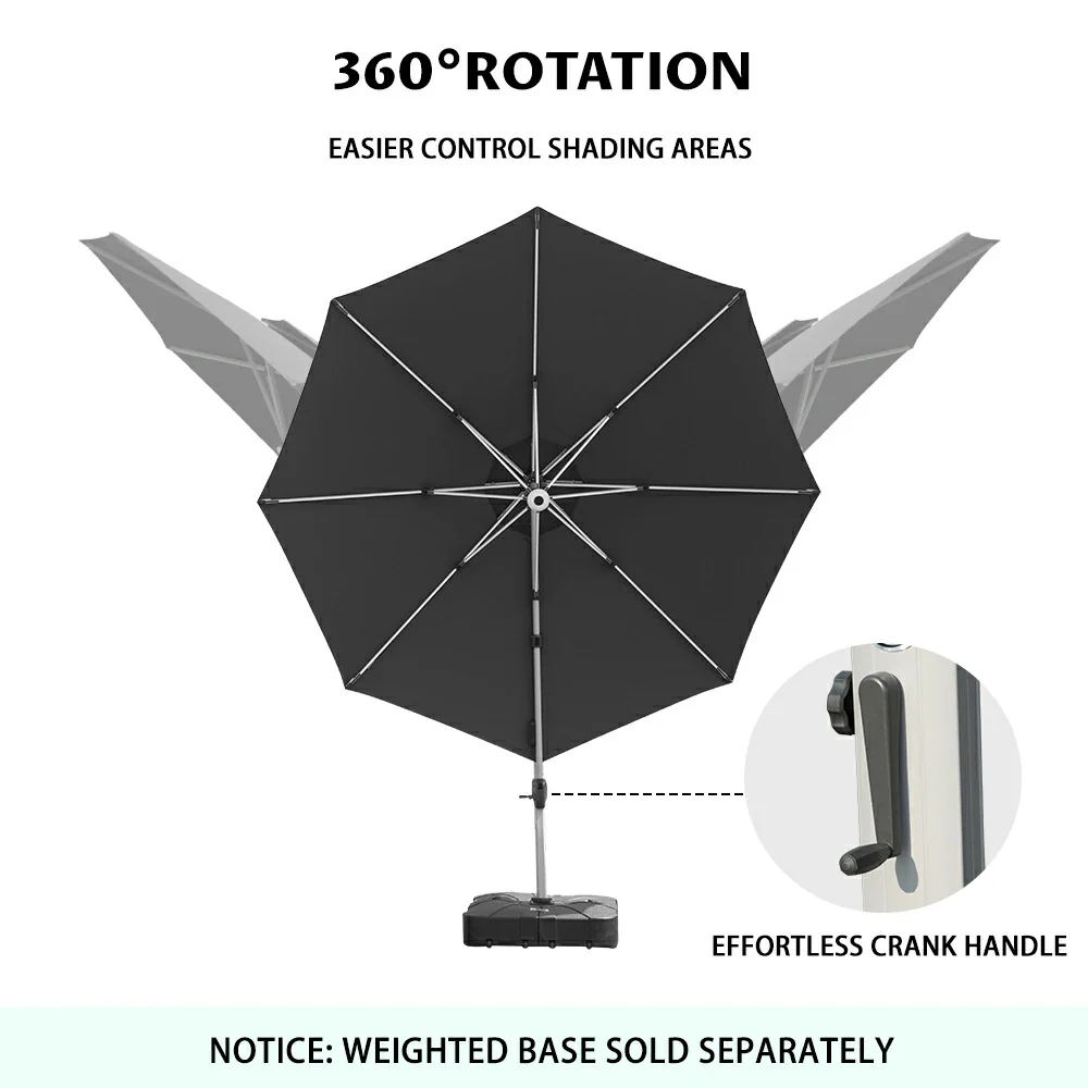 Cantilever Patio Umbrella with Solar Lights - Round - Image 40