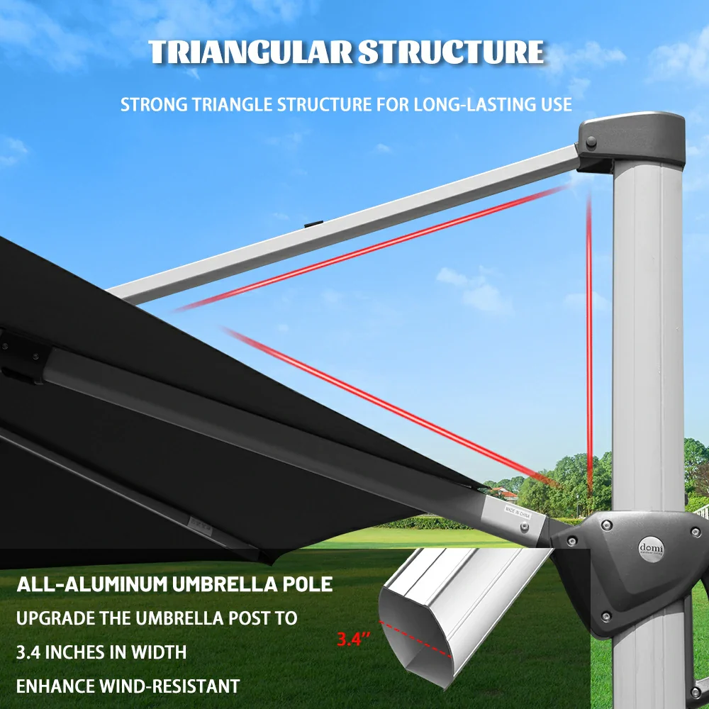 Cantilever Patio Umbrella with Solar Lights - Round - Image 44