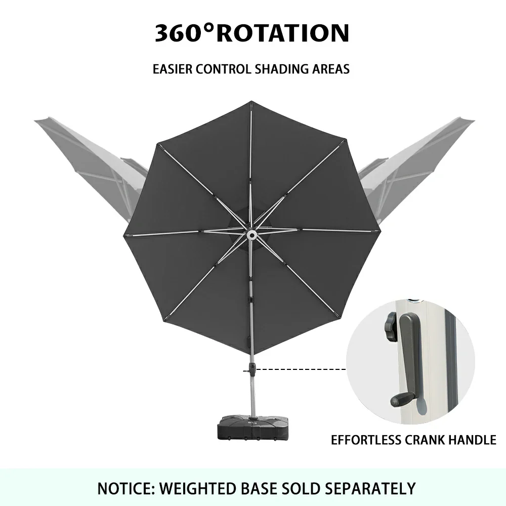 Cantilever Patio Umbrella with Solar Lights - Round - Image 51