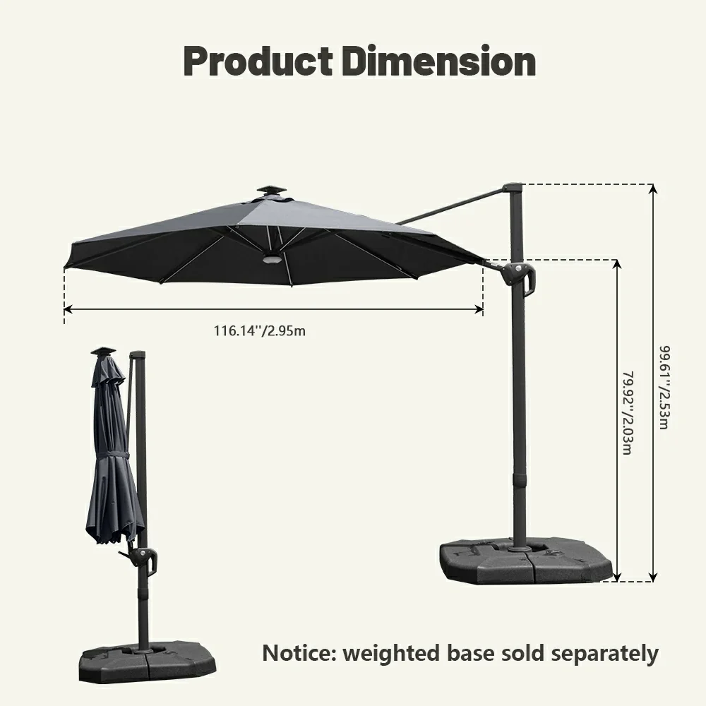 Cantilever Umbrella with Lights - Single Top - Image 13