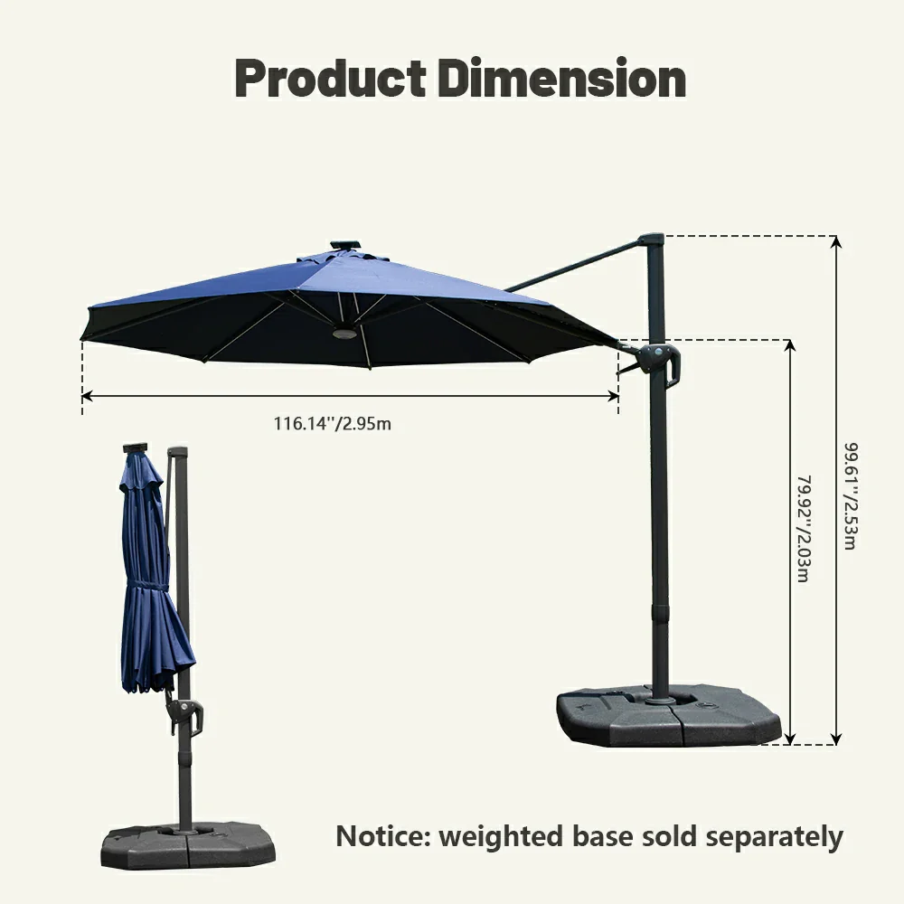 Cantilever Umbrella with Lights - Single Top - Image 23