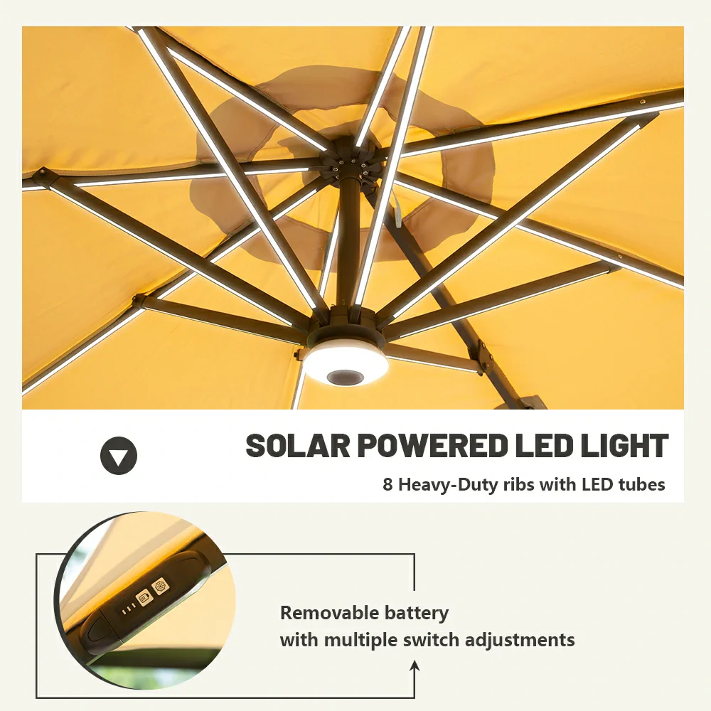 Cantilever Umbrella with Lights - Single Top - Image 4