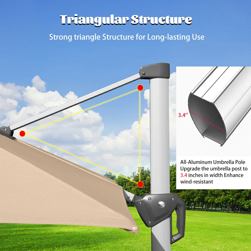 Cantilever Umbrella with Solar Lights - Rectangular - Image 10