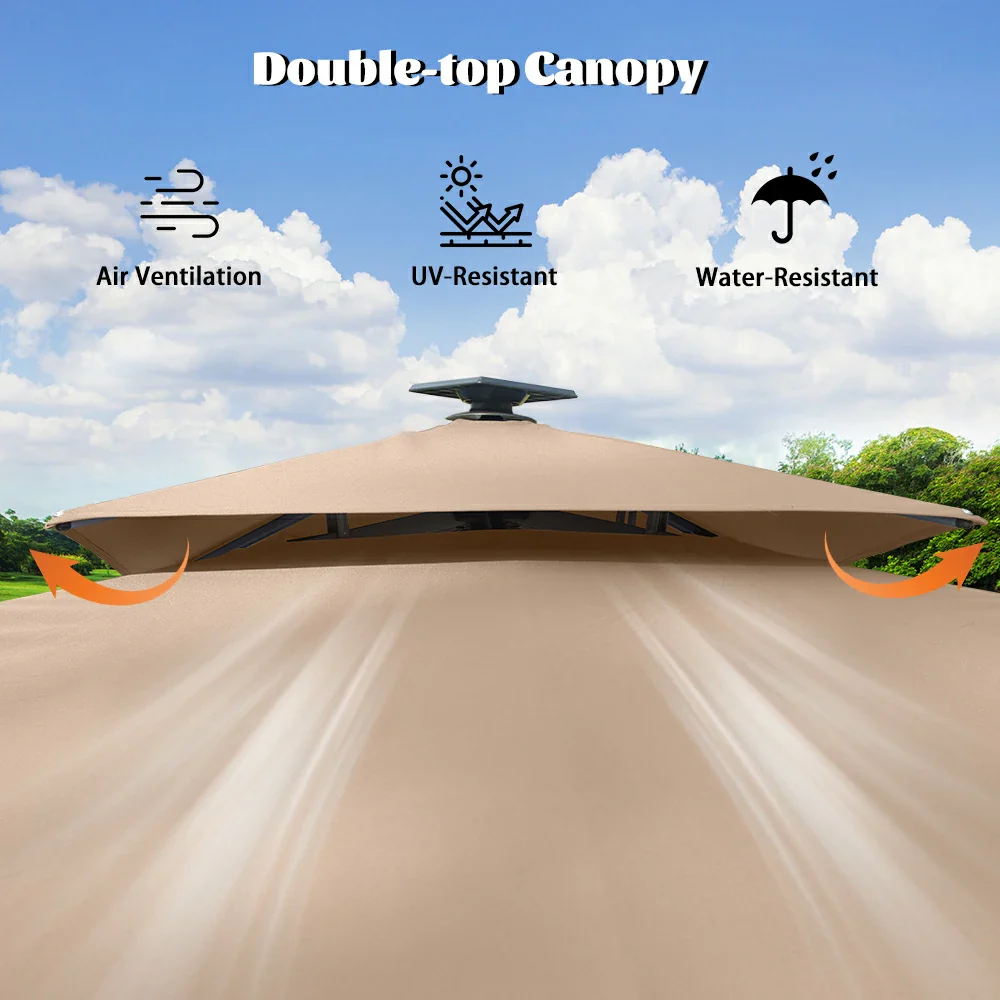 Cantilever Umbrella with Solar Lights - Rectangular - Image 11