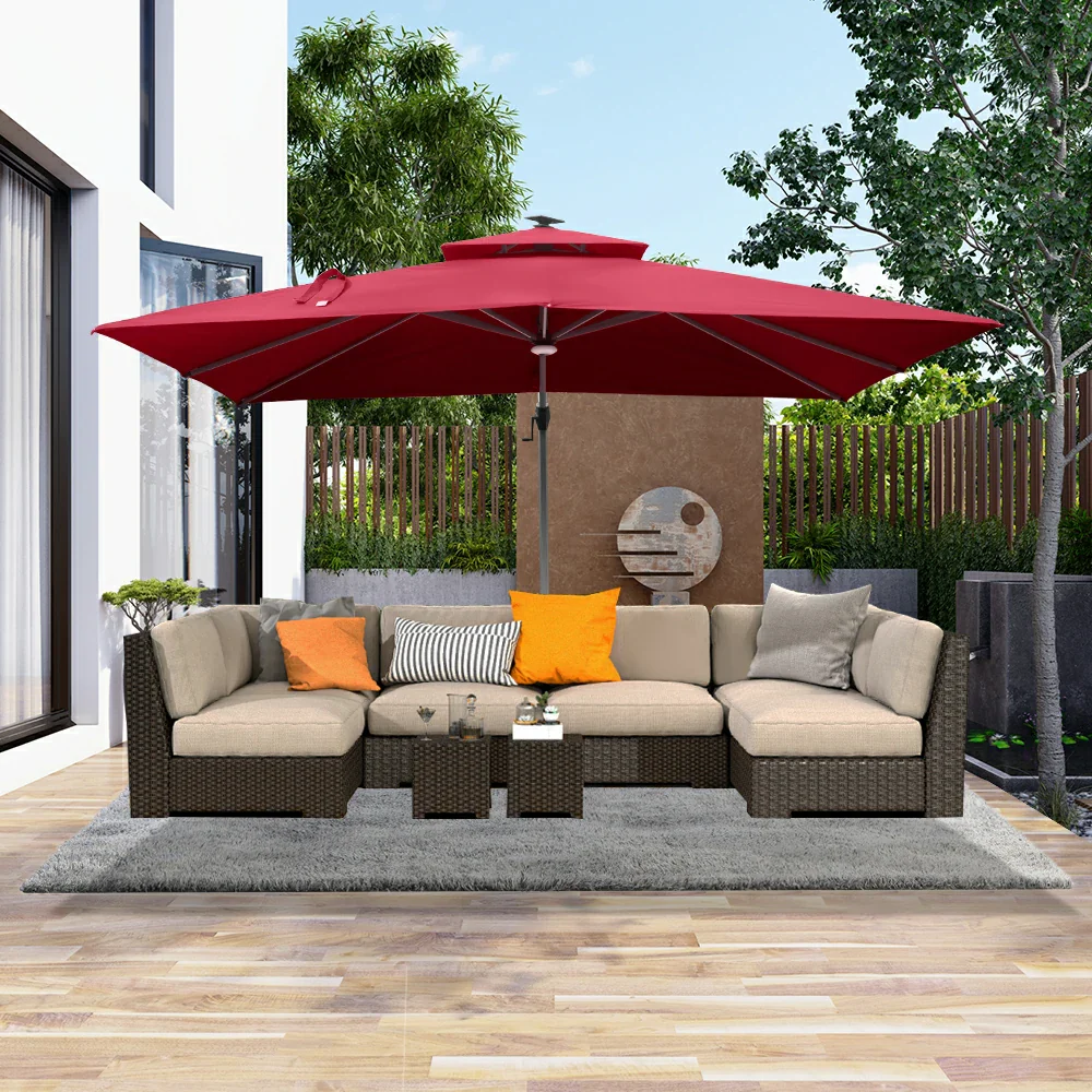 Cantilever Umbrella with Solar Lights - Rectangular - Image 13
