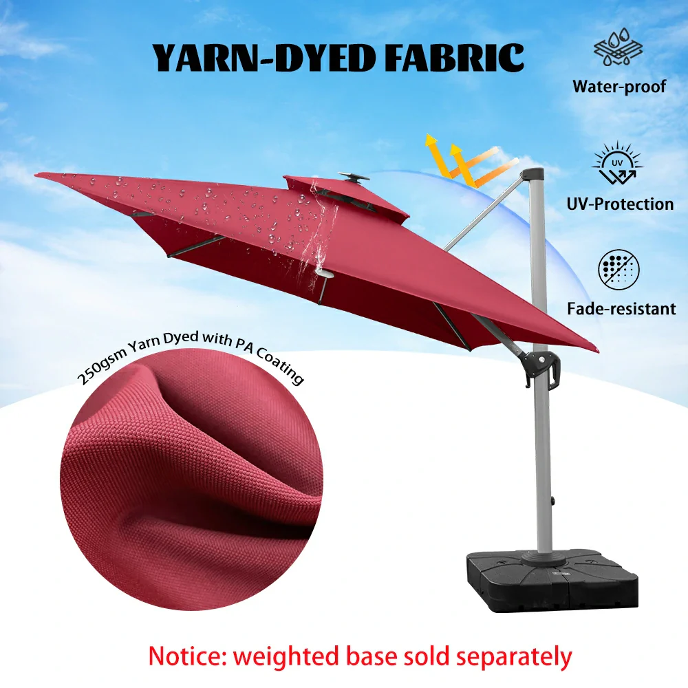 Cantilever Umbrella with Solar Lights - Rectangular - Image 15